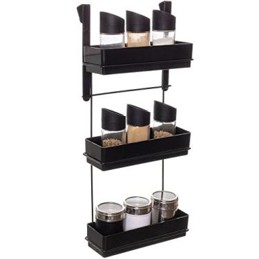 Imagem de Organizador de temperos triplo para porta de armário Preto com Preto