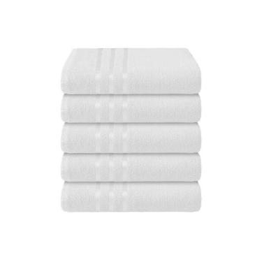 Imagem de Kit 5 Toalhas De Rosto Branco Felpudas Hotel Salão Academia - Dugu
