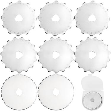 Imagem de Wolfride 9 peças de lâminas de corte rotativo de 45 mm, lâminas de substituição rotativas, lâminas de serra circular com vários dentes para cortador de tecido, papel e costura personalizada
