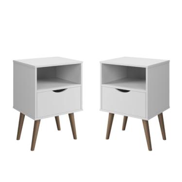 Imagem de Kit com 2 de Mesas de Cabeceira Retrô para Quarto Grecia (Branco)