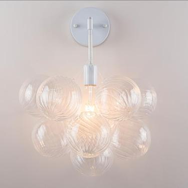 Imagem de Sendele Apliques De Parede Vidro Soprado, Arandelas Bolas Transparentes, Luminárias Brancas, Escada Entrada, Sala Estar E Jantar, Corredor, Quarto