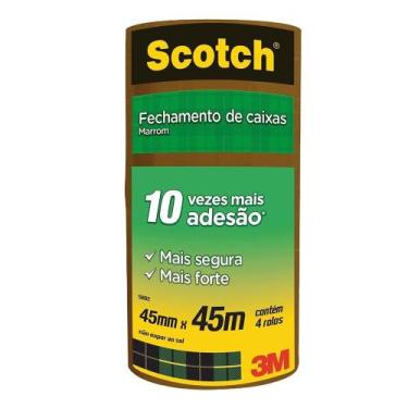 Imagem de Fita de Empacotamento 3M 45mmx45m Scotch Marrom - Embalagem com 4 Unid