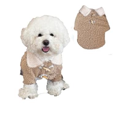 Imagem de Harikaji Casaco de cachorro pequeno, casaco quente de lã para cães sobretudo espesso de inverno casaco de gato casaco de fantasia para clima frio (Cáqui, PP)