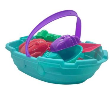 Imagem de Baldinho De Praia Barquinho Flutua Barco Navio Brinquedo Rastelo Pa Fo