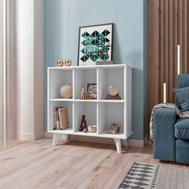 Imagem de Estante Retrô Organizador com 6 Nichos Panamá Branco