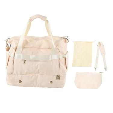 Imagem de Bolsa de Ginástica, Bolsos Laterais Com Zíper, Grande Capacidade à Prova d'água, Feminina, Bolsa Esportiva, Porta de Carregamento USB para Fitness (Branco)