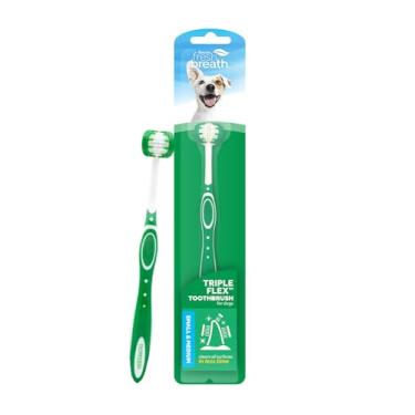 Imagem de Escova de dentes tripla flexível Fresh Breath da TropiClean para cães pequenos