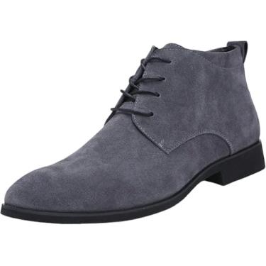 Imagem de Botas Curtas Masculinas, Botins, Camurça Masculina Com Salto, Botas Slip-on Com Alças, Sapatos De Inverno, Botas De Inverno, Botins Ao Ar Livre, Botas De Inverno Elegantes, Darkgray, 39 EU