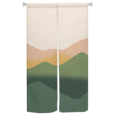 Imagem de XMJJKUF Cortina de porta japonesa longa japonesa com tratamento de janela noren painel de tapeçaria para divisória de privacidade de quarto, decorações de cozinha de casa (Colorfui, onda), 72 cm x 120