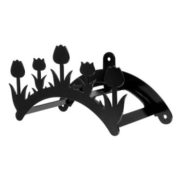Imagem de Suporte de enrolar mangueira de jardim quintal suporte fixo na parede em aço modelo TULIPA(preto)