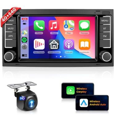 Imagem de 【AI DSP 32EQ】Rádio 4G + 64G para carro VW Touareg 2004-2011 e T5 T6 Multivan 2004-2009 estéreo automotivo com carplay sem fio Android Auto 17.8 cm 1080P IPS Touchscreen 5.0Bluetooth GPS WiFi DAB+ SWC