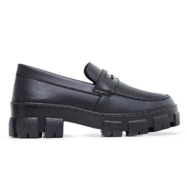 Imagem de Mocassim Feminino Tratorado Oxford Preto Fosco - Hype, 35, Preto, Femi