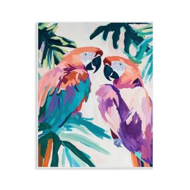 Imagem de Stupell Industries Arte de placa de parede Tropical Paradise Araras, design por Sisi e Seb, 14 x 11