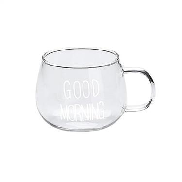 Imagem de Caneca criativa de vidro com capacidade para café e leite com alça de vidro transparente copo de café da manhã canecas de coquetel caneca de café (tamanho: branco)