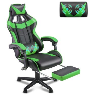 Imagem de Cadeira Gamer Ergonômica Reclinável e Giratória com Apoio Lombar e Cabeça, SOONTRANS, Verde