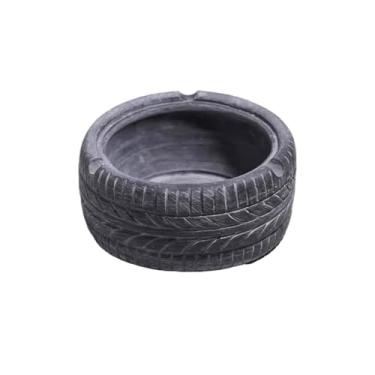 Imagem de Cinzeiro cinzeiro de material de resina cinzeiro portátil para interiores e exteriores cinzeiro de secretária em forma de pneu antigo para escritório, quarto, pátio ao ar livre, etc.