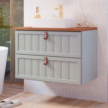 Imagem de Armário de Banheiro Sense 60 Cm 1 Porta e 1 Gaveta 100% Mdf Pistache/Freijó - Mgm Móveis