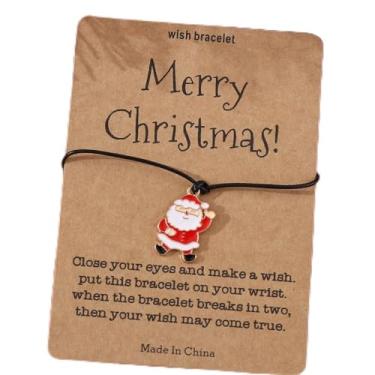 Imagem de Pulseiras de Natal femininas elásticas ajustáveis com design de Papai Noel esmaltado, presentes de festa de Natal, One Size, Liga de aço, Sem Pedra Preciosa