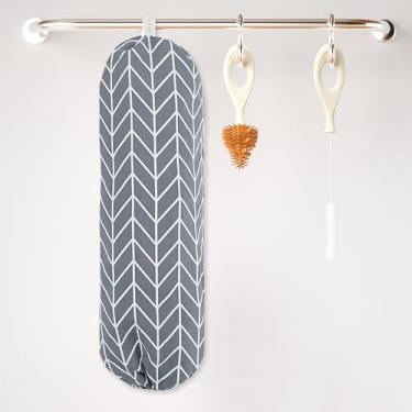 Imagem de Suporte para pendurar na parede com gancho, bolsa de armazenamento de pano sobre a porta para sacolas plásticas e itens pequenos - textura de milho cinza