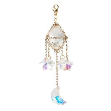 Imagem de Apanhador de sol de cristal em forma de gota para pendurar na janela, decoração com pingente de arco-íris, pingente de lua/estrela, para decoração de jardim, decoração de casamento, festa de