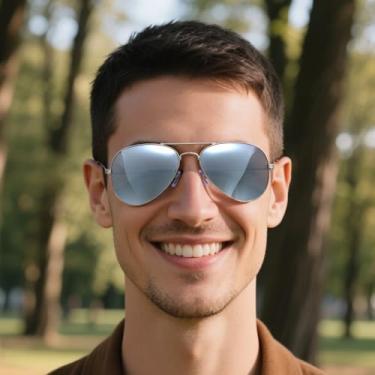 Imagem de Óculos de sol aviador polarizados para homens e mulheres – Estilo piloto clássico com ajuste confortável para atividades ao ar livre, Cinza claro, F