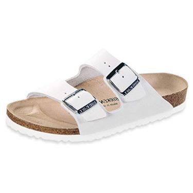 Imagem de Sand lia rasteira Birkenstock Arizona patente branca com duas tiras, Branco, 10-10.5 Narrow