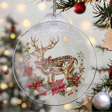 Imagem de Enfeites de Natal para pendurar em cristal de alce, enfeites de árvore de Natal feitos à mão, decoração de carro e casa - presentes de Natal, decoração de artesanato em acrílico, ideias de troca de
