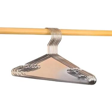 Imagem de Kit 10/20/30/50/ Cabides Tintureiro Aço Cromado Adulto Reforçado com Cava para Closet (50)