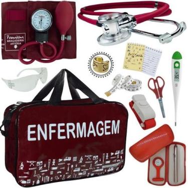 Imagem de Kit Bolsa Cores Aparelho Pressao Esfigmomanometro Enfermagem Premium, 