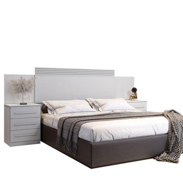 Imagem de Cabeceira Império Com Mesa De Cabeceira 6 Gavetas Benetil Branco.