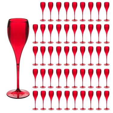 Imagem de Taça Espumante 120ml Kit 50un Brut Alto Padrão Acrílico (VERMELHO)