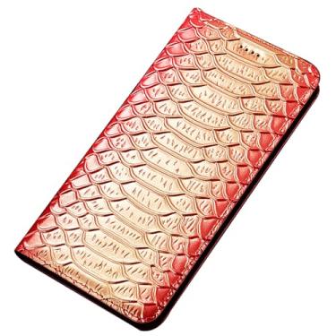 Imagem de POYUFRG Capa de couro genuíno para Honor Magic 8 Pro/Magic 8, capa de telefone carteira de negócios de alta qualidade com compartimentos para cartões, capa flip com suporte, vermelha, 8 Pro