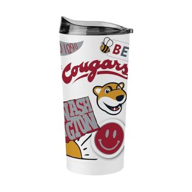Imagem de Logo Brands NCAA Washington State Cougars Native Icons Copo de aço inoxidável de 590 ml – Design de ícones locais, parede dupla isolada a vácuo – Mantém as bebidas quentes e frias por horas