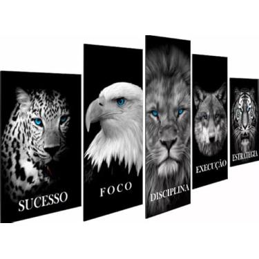 Imagem de Kit quadro decorativo 5 peças 95x60cm Motivacional Foco Disciplina Execução