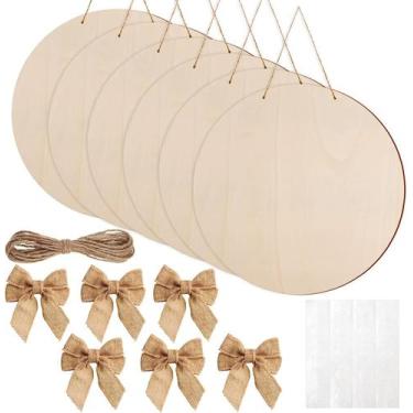 Imagem de Círculos de madeira: 14", AWIZOM, 12 peças de artesanato DIY com 5 mm 