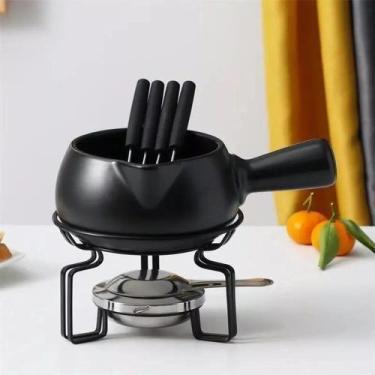 Imagem de Conjunto Fondue De Cerâmica Chocolate Queijo Carne Kit - Clickshop24