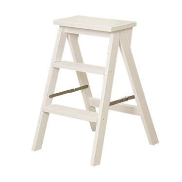 Imagem de Banqueta de madeira, banco de escada, para casa, multifunções, dobrável, escada, escada, escada, criativa, escada de madeira maciça, cadeira de escada móvel interna, escada ascendente, pequena escada