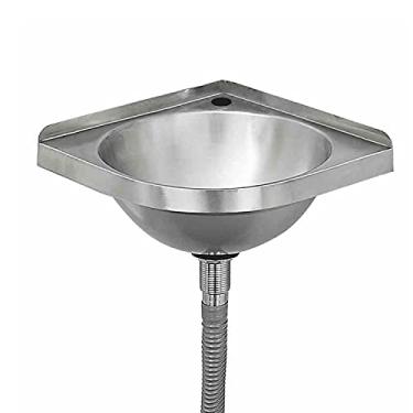 Imagem de Pia de aço inoxidável, pia de tigela única pequena, pia de canto redondo de 29 cm, adequada para banheiro, varanda, jardim, garagem