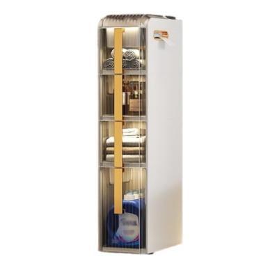 Imagem de ZDJZMGZ Armário de armazenamento móvel independente no chão do banheiro com gavetas transparentes, pequeno espaço estreito fino organizador de toalhas alto para lavanderia, sala de estar, sem