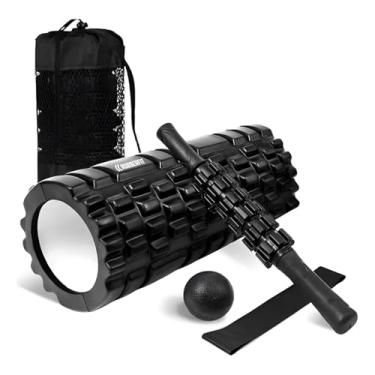 Imagem de Rolo Massagem Foam Roller Liberação Miofascial Soltura Yoga 4 Peças Rubber Fit