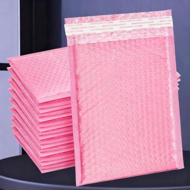 Imagem de 10 pçs/conjunto de envelopes com bolhas de filme perolado de vários tamanhos sacos autoadesivos selados à prova d'água para envio por correspondência (rosa, 15 x 18 cm)