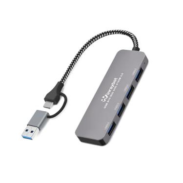 Imagem de Divisor USB de 4 portas, hub USB para laptop, expansor de várias portas USB, hub USB 3.0 para PC, desktop, iMac e mais, hub USB A 1 a 4 portas USB 3.0