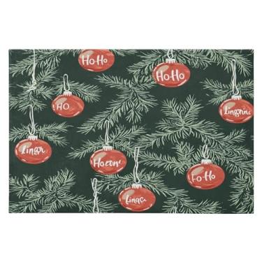 Imagem de Blueangle Tapete de Natal 5 x 7 – Capacho lavável antiderrapante para entrada, cozinha, banheiro, varanda com estampa de galhos de árvore de Natal (338)