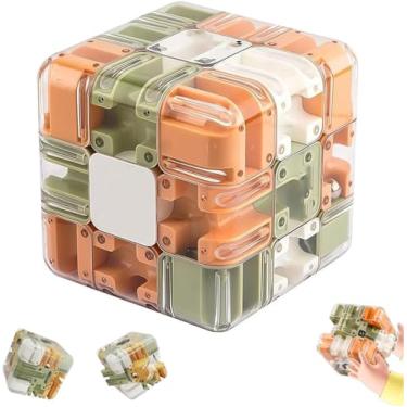 Imagem de 3D Labyrinth Puzzle Maze Cube - Engaging Brain Teaser Toy, Maze Cube Games, 3D Labyrinth Puzzle Magic Cube & Ball, Improve Spatial Recognition and Cultivate Logical Thinking (Orange)