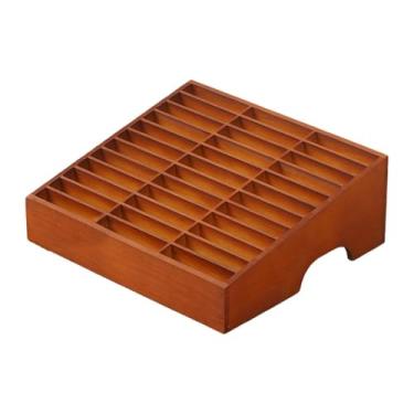 Imagem de DimyFew Caixa Organizadora de Madeira para Mesa, Ideal para Guardar Smartphones, com 36 Compartimentos. Compacta E Adequada para Casa, Escola E Escritório, Marrom, Tamanho real