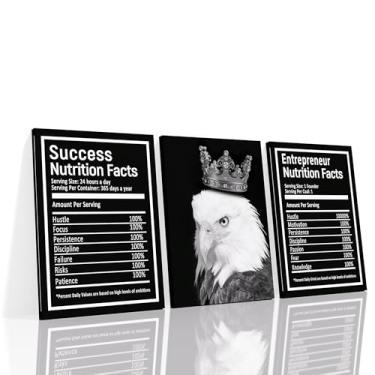 Imagem de Imagens inspiradoras arte de parede decoração de casa 3 peças motivacional sucesso nutricional fatos impressos em tela pôster positivo pintura arte para escritório sala de estar academia decoração de