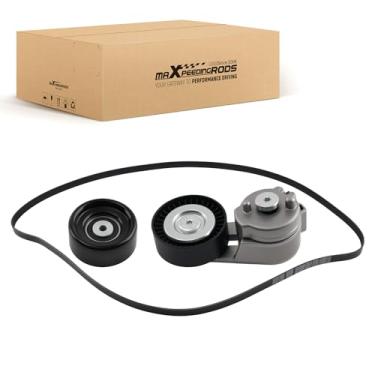 Imagem de maXpeedingrods Conjunto tensor de correia para Jeep WJ Series Grand Cherokee 1999-2004, Wrangler 2000-2006, V6 4.0L, substituição # 04854089A, 04854089AB, 6PK2243, kit de componentes de transmissão de