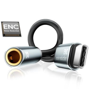 Imagem de USB C to 3.5mm Headphone Adapter with ENC call noise reduction, 24bit/96KHz Hi-Fi Audio,Type C to 3.5mm Earphones Adapter,C port to 3.5 Adapter with Convert noise cancelling mic,Universal USB C plug