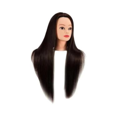 Imagem de Cabeça De Manequim De Cabelo Sintético Para Treinamento De Cabeleireir