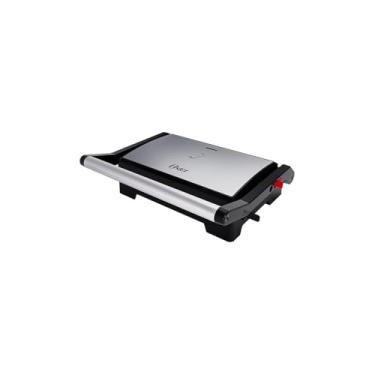 Imagem de Multilaser Sanduicheira Elétrica Grill, 1000W, Inox Escovado, 220V, Placas Antiaderentes, Alças Isolantes, 27x24x8cm